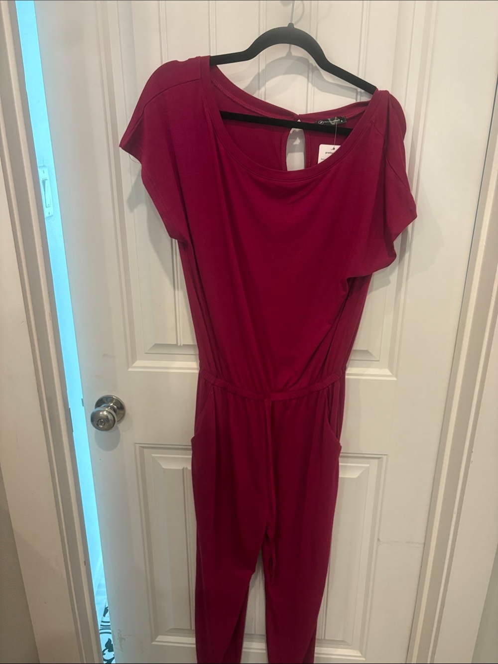 Women's Burgundy Short-Sleeve Jumpsuit